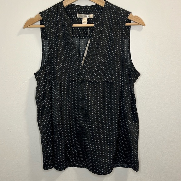 Banana Republic Tops - Banana Republic Top in Black and Tan Polka Dots size Petite Medium